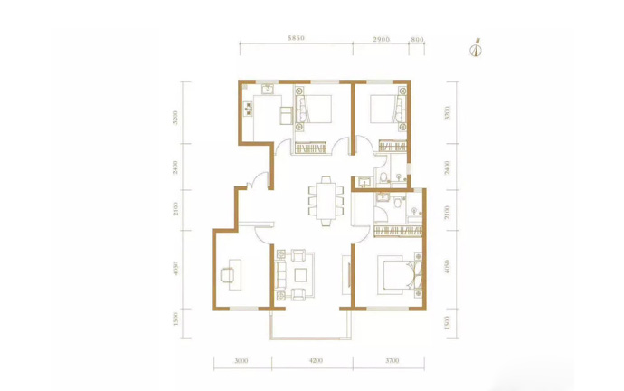 紫郡兰园建面139户型图