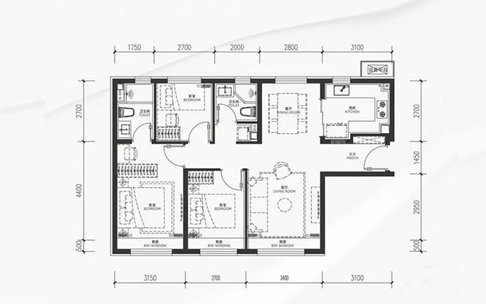 越秀星樾建面101㎡户型图