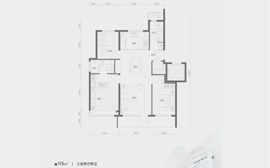 保利天汇建面115平户型