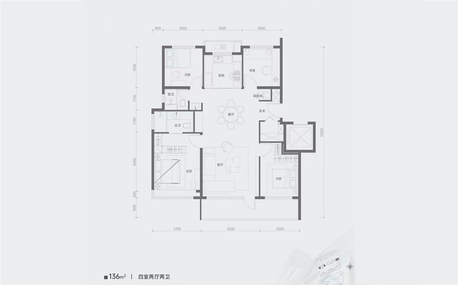 保利天汇建面136㎡户型图