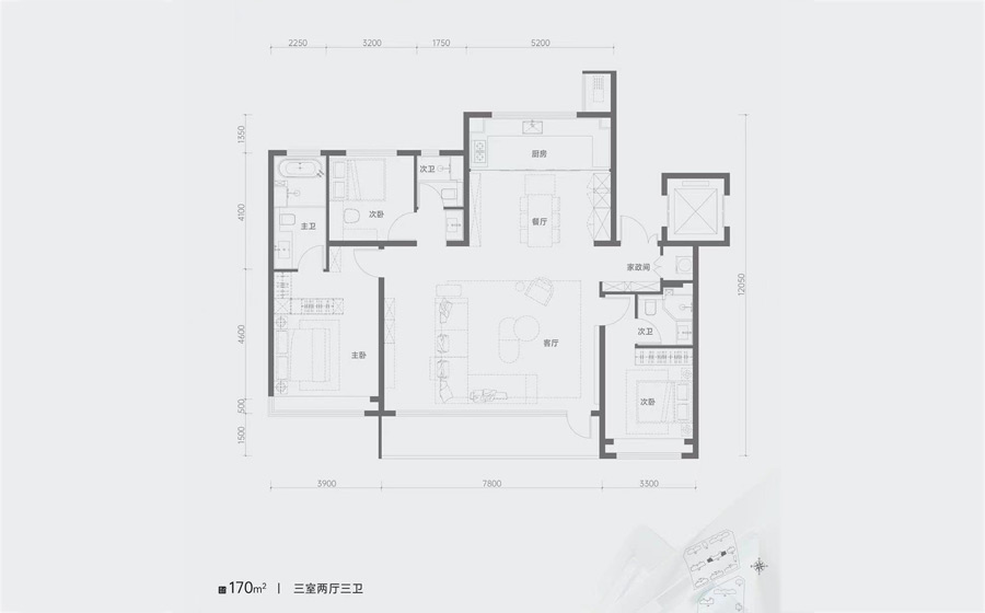 保利天汇建面170㎡户型图