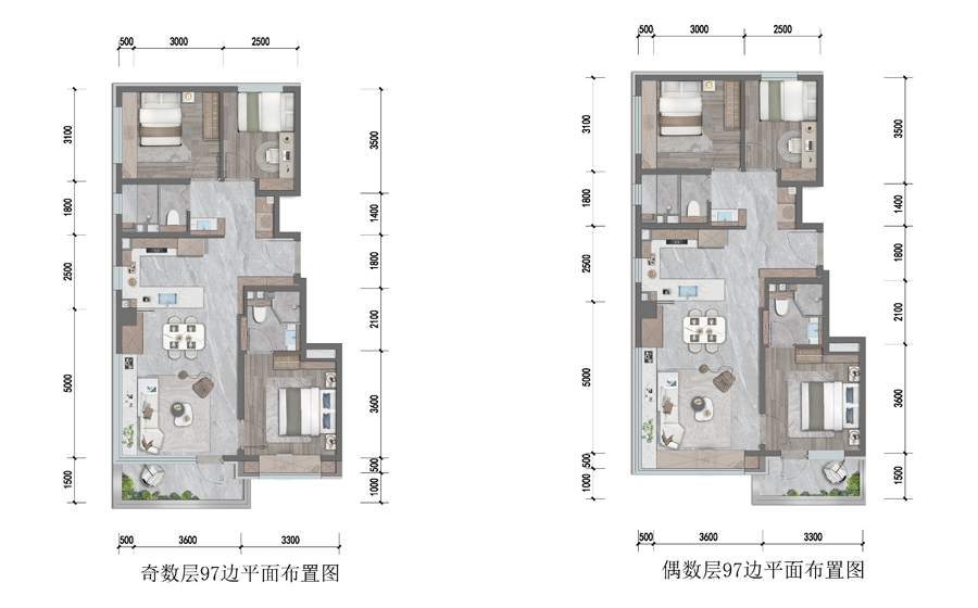 龙湖观萃97平户型