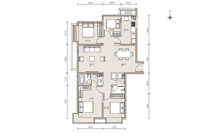 建面130㎡四居