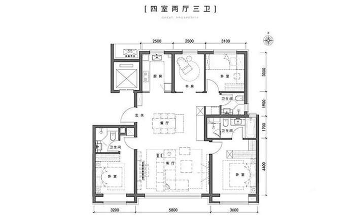 四室两厅三卫