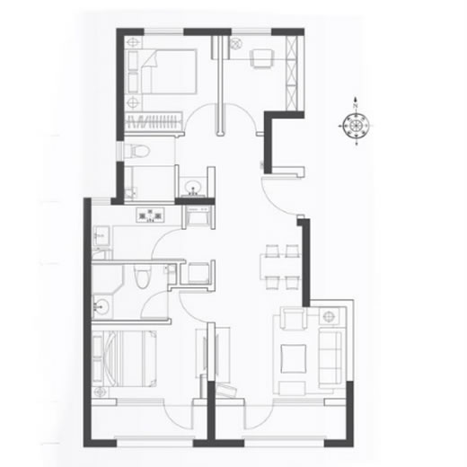 建面90㎡三居