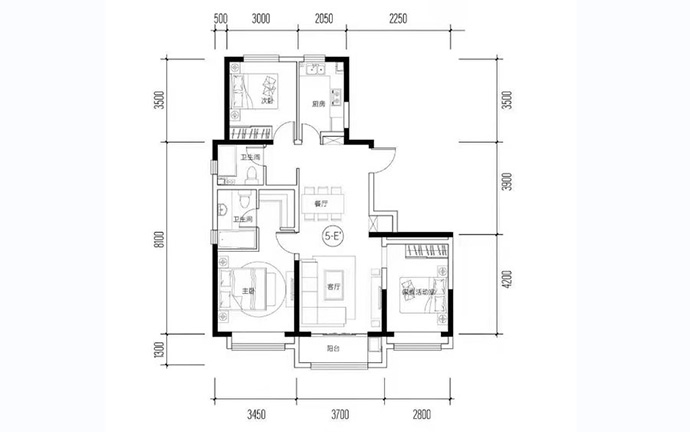 建面116㎡三居