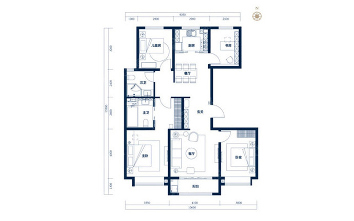 建面139㎡三居