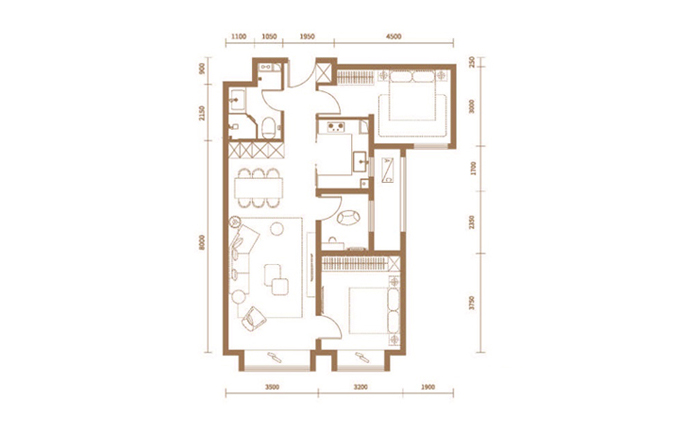 建面95㎡三居