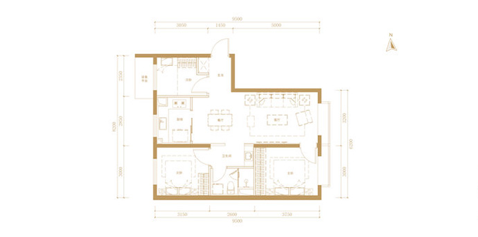 建面93㎡三居