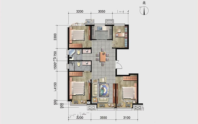 建面125㎡四居